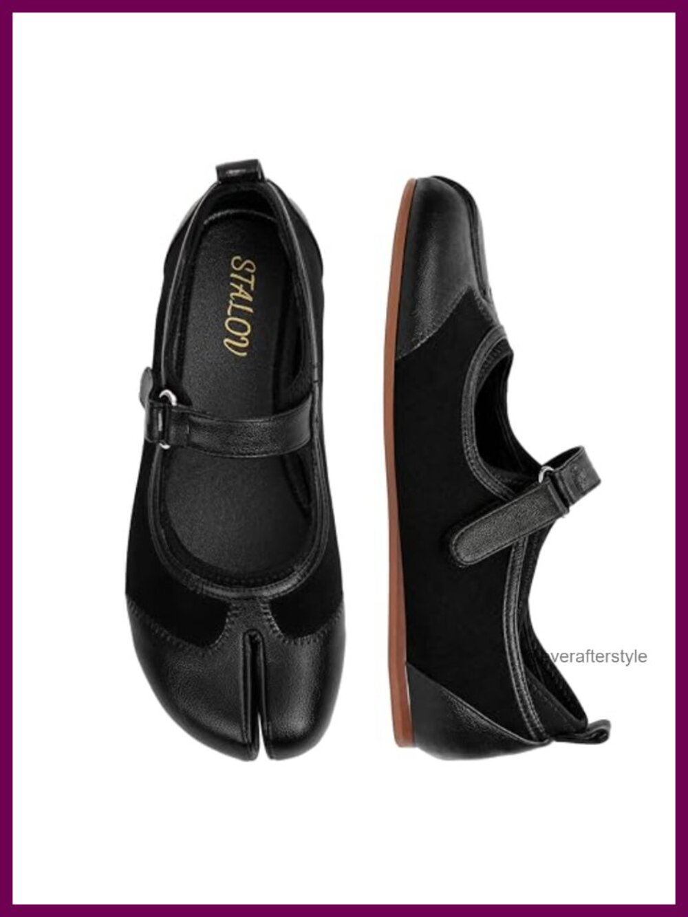 STALOV Tabi Ballet Flats Women Suede Split-Toe Low Heel Comfort Mary Janes Shoes